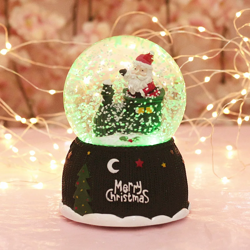 Рождественская музыкальная шкатулка в виде хрустального шара, плавающий снег со светодиодными лампами, снежный красочный глобус, Музыкальная шкатулка на день рождения, рождественские подарки для девочки