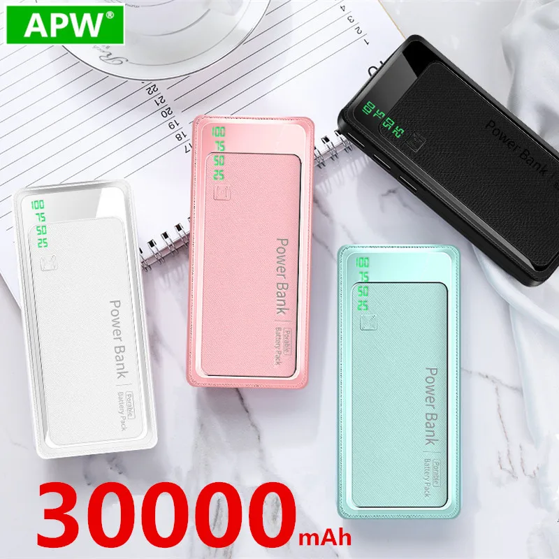 Высокая емкость 30000 мАч Внешний аккумулятор с двумя USB внешними аккумуляторами