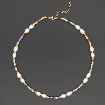 

Go2Boho Handmade Beach Pearl Necklace Boho Seed Beads Choker Fashion Collier Jewelry Perles Necklace For Women Ladies