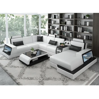 

CBMMART Italian Design Large Size U-shaped Genuine Leather Corner Sofa