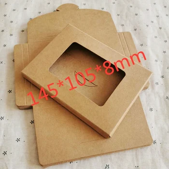 

50pcs/lot Vintage Blank Kraft Paper Box DIY Multifunction Envelope postcard box Package with window wholesale