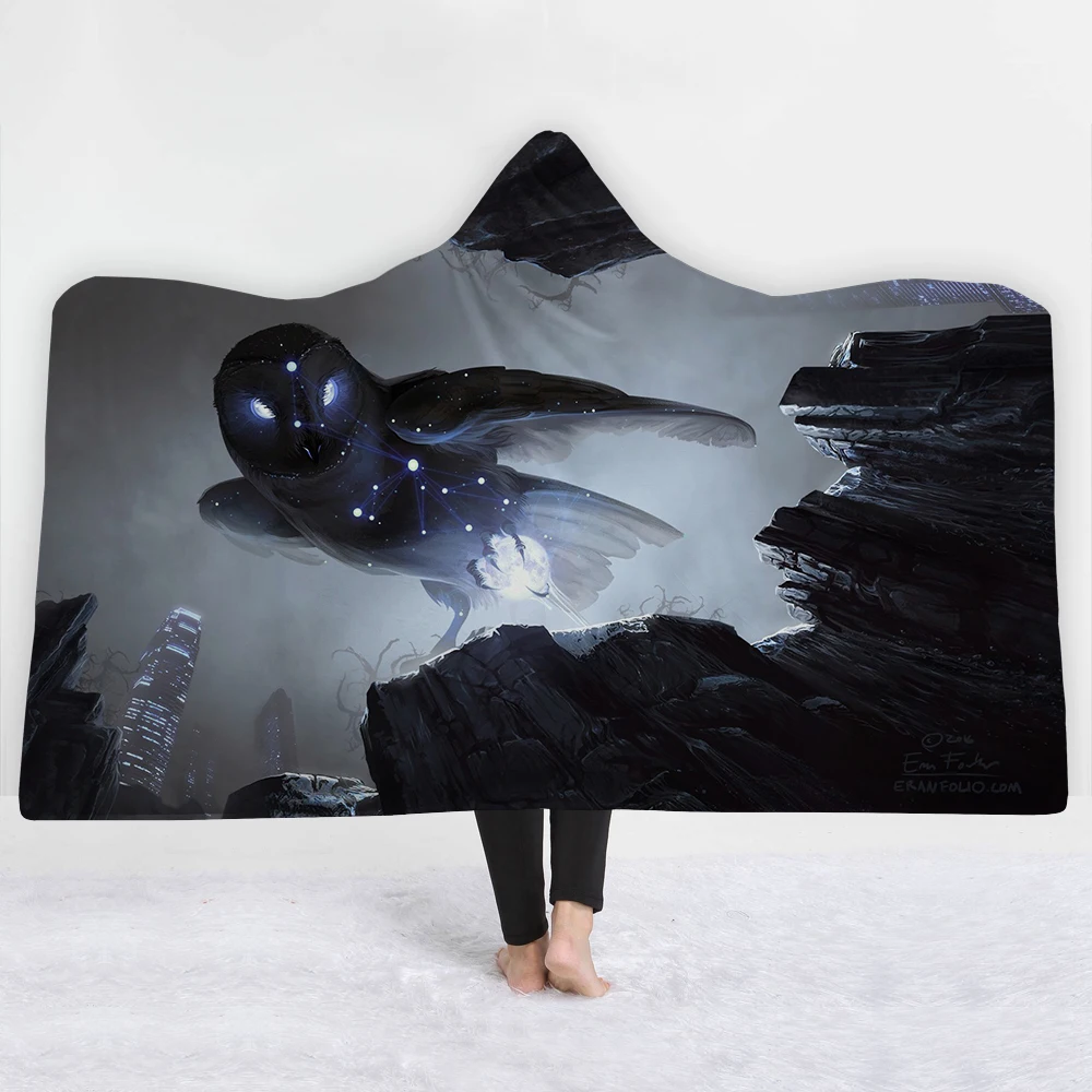 

Animal Owl Blankets hats sofa comfortable High-quality Blankets keep warm soft deep gray twin full size fashion Blankets