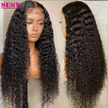 

SUSY Kinky Curly Wig Human Hair Closure Wig 30 Inch T Part Lace Front Wig Deep Wave Curly Lace Frontal Human Hair Wigs For Women