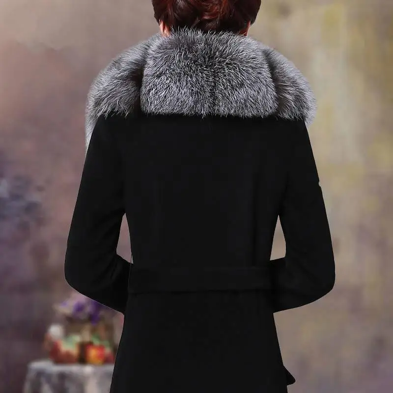 Женское элегантное облегающее пальто из смеси кашемира и шерсти с поясом