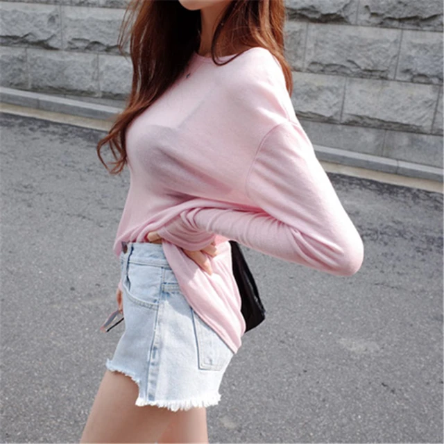 New Spring Top Sexy T Shirt Women Elasticity T-Shirt Korean Style Tee Woman Clothes Slim Tshirt Female Skinny Long Sleeve Tops 5