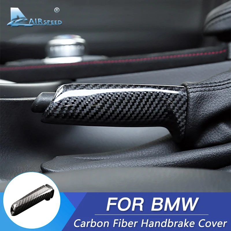 Baratos De fibra de carbono Universal coche freno de mano puños cubierta Interior para BMW 1, 2, 3, 4 Series E46 E90 E92 E60 E39 F30 F34 F10 F20 Accesorios