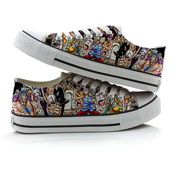 

Unisex Anime Graffiti ONE PIECE Chopper Casual Canvas Shoes plimsolls Monkey Luffy Low Flat shoes duck shoes Sneakers