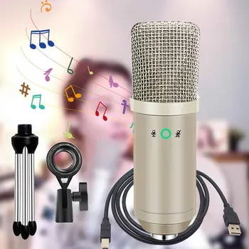 

For Mobile Computer Condenser Microphone Low Noise USB Wired Studio Recording Aluminum Alloy Universal Live Broadcast Singing