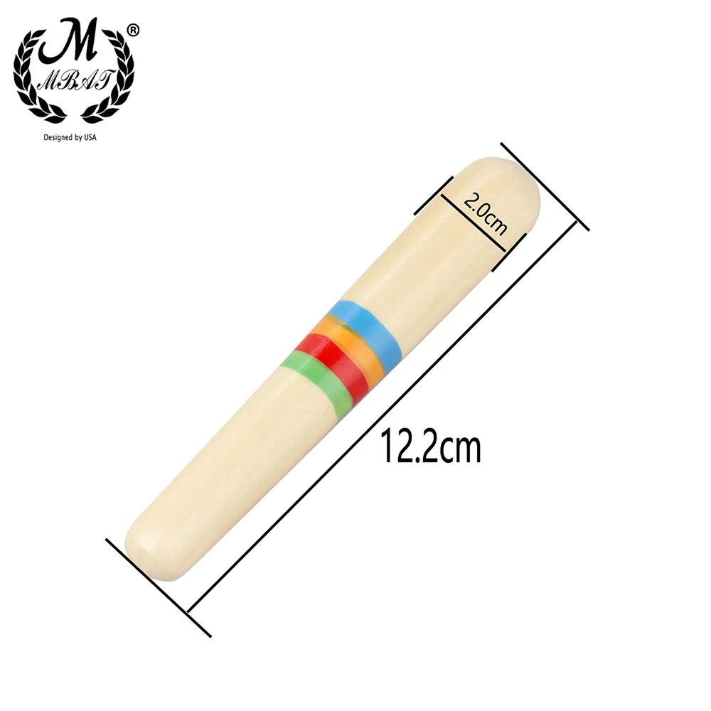 M MBAT Wooden Musical Instrument Children Kid Toys Sound Tube Small Single-Threaded Ring Percussion Cylinder Croak Frog Barrel