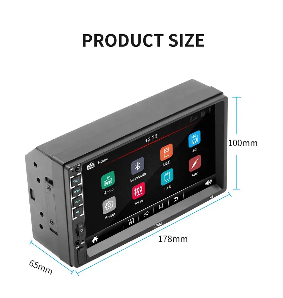 

Radio Car 7 Inch Car Bluetooth Stereo Radio Touch Screen 2 DIN HD MP5 Player Rear Mirror Viewing USB Charging Stereo