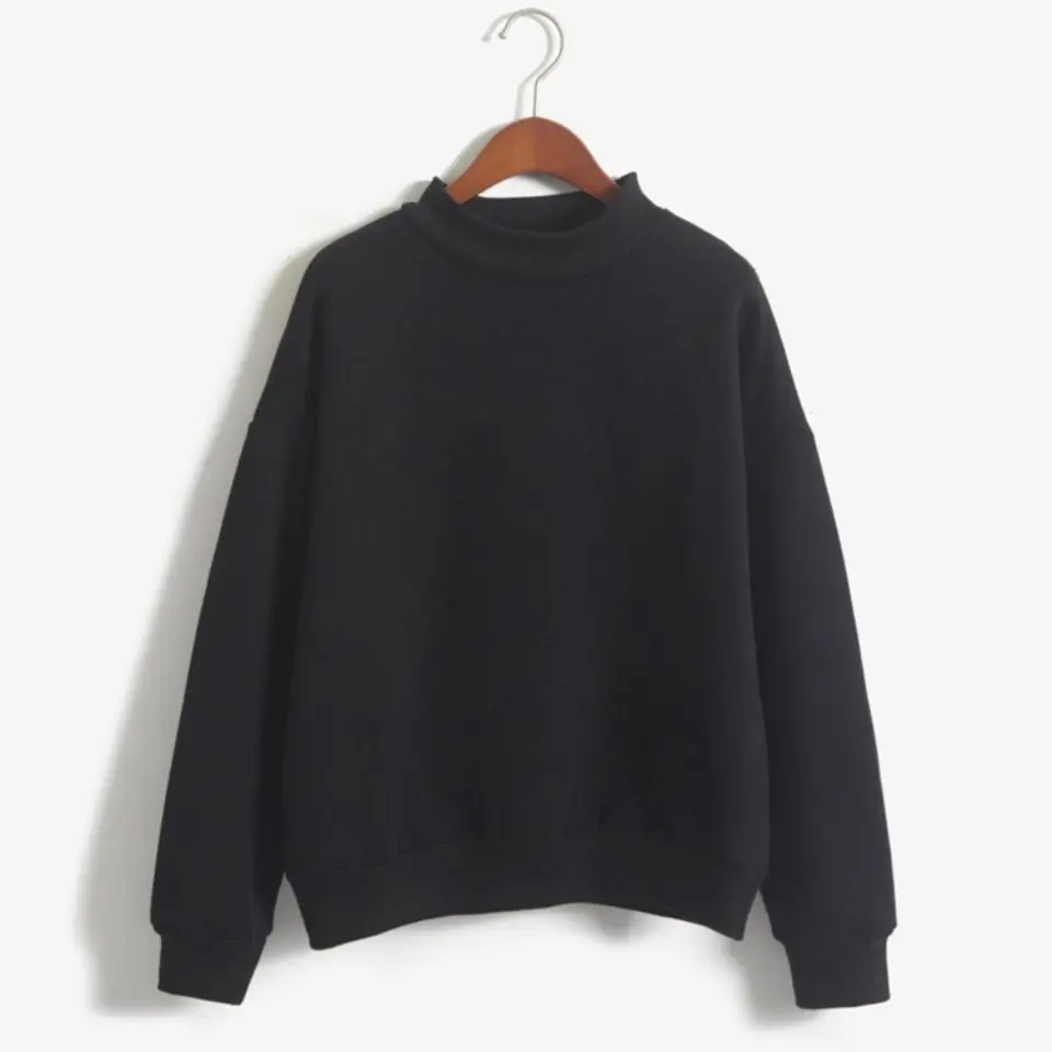  Hoodies Cotton solid color to map custom 2D Diverse creative style High Collar Women Long-sleeved S