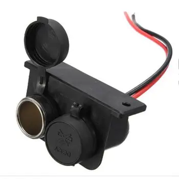 

Black 2 way Female Car Motorcycle Cigarette Lighter Connector Splitter Double Adapter Waterproof Dual 12V Cover Plug Socket U7T3
