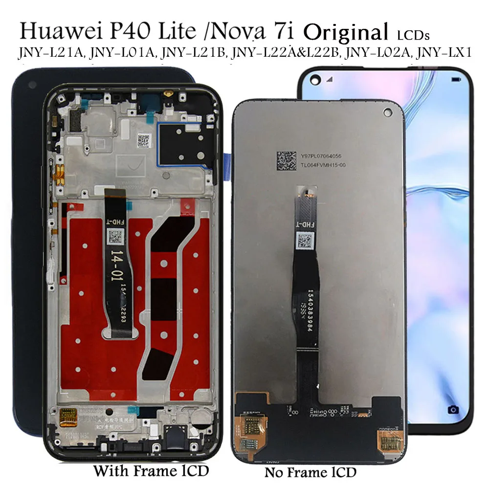 Black no Frame SOMEFUN LCD Display Digitizer Touch Screen Glass Panel Assembly Replacement for Huawei P40 Lite JNY-LX1 JNY-L21A JNY-L01A JNY-L21B JNY-L22A JNY-L02A JNY-L22B 6.4