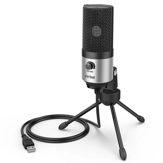 Fifine Metal USB Condenser Recording Microphone For Laptop  Windows Cardioid Studio Recording Vocals  Voice Over,YouTube-K669 silver