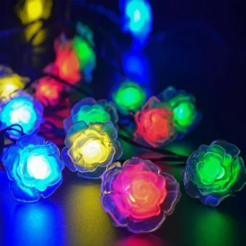 

LED Solar Flower Rose String Lights Outdoor Waterproof Lights String for Wedding Garden Party Christmas Decoration LBShi