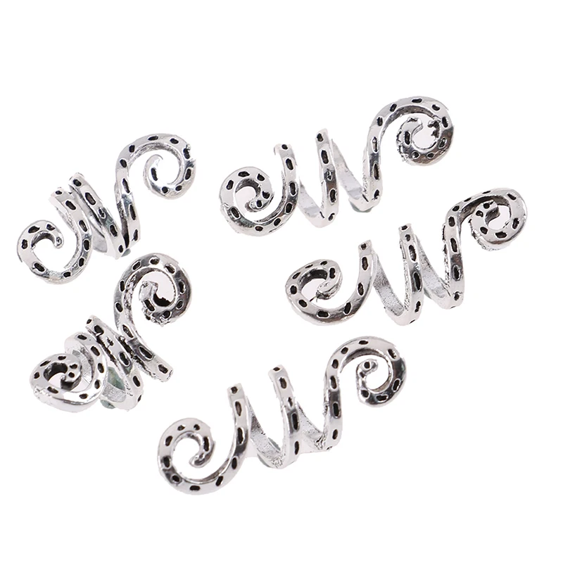 5 шт. металлические серебряные кольца, зажимы-трубки, спиральная оплетка для волос, боязнь, борода, дреды, бусины для волос, аксессуары, амулеты
