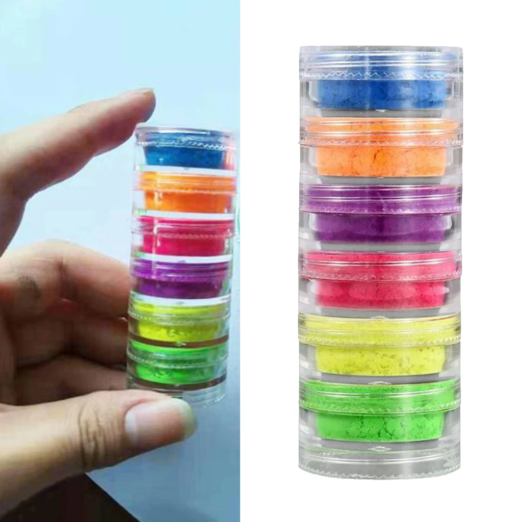 Rainbow Eyeshadow Palette,Professional 6 Color Matte Shimmer Eye Shadow Neon Powder Cosmetics Set Neon Eyeshadow Pigment Powder