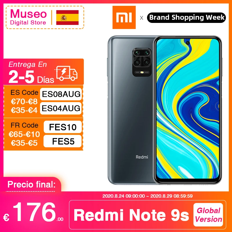 Global version Xiaomi Redmi Note 9S 6GB 128GB Snapdragon 720G 48MP AI Quad Camera Smartphone Note 9 S 5020mAh Global version Xiaomi Redmi Note 9S 6GB 128GB Snapdragon 720G 48MP AI Quad Camera Smartphone Note 9 S 5020mAh