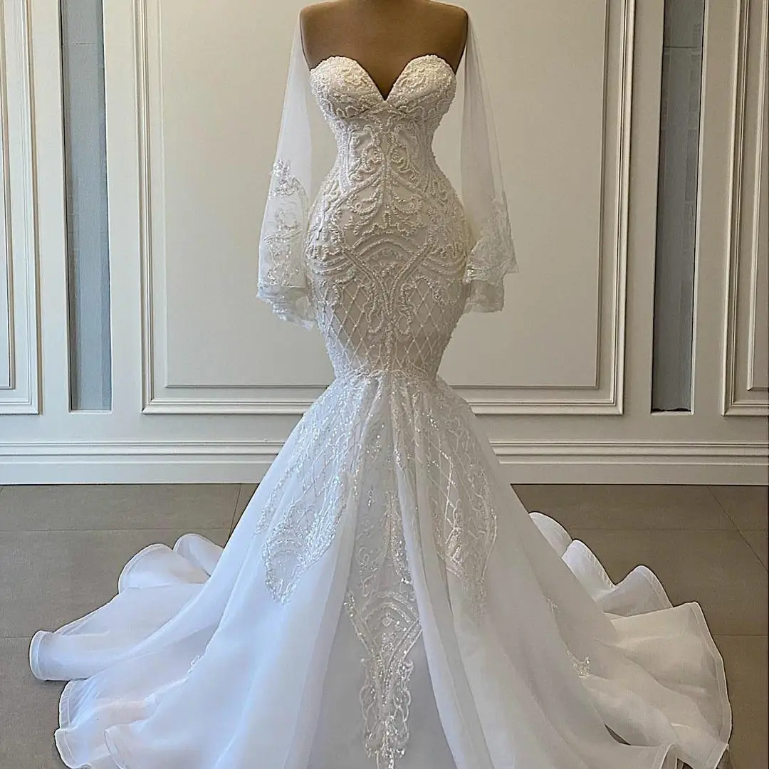 Elegant White Mermaid Wedding Dresses 