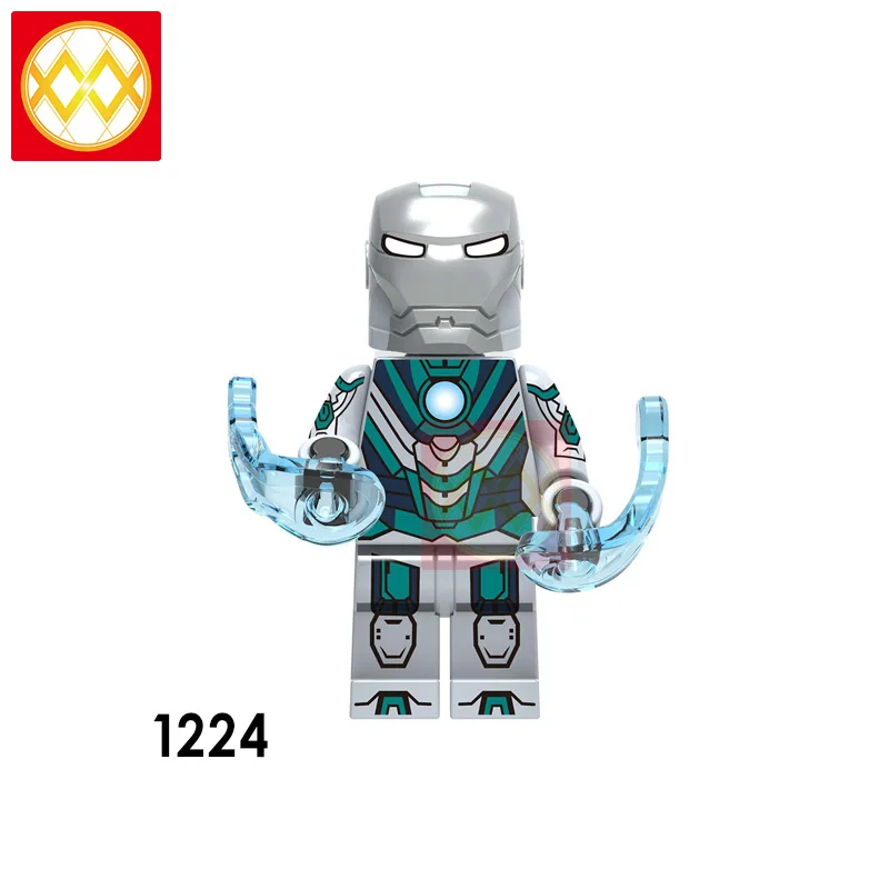 XH1224 100 шт./лот X0254 Marvel Супер Герои ЖЕЛЕЗНЫЙ ЧЕЛОВЕК строительные блоки Железный человек MK9 MK14 MK15 MK16 MK19 Кирпичи игрушки для детей подарок - Цвет: XH1224
