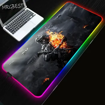 

ZSUXTC Movie Battlefield 3 RGB Gaming Computer Mouse Pad Rubber Large Gamer Desk Pads Led Mause Backlit Keyboard Mice Mat