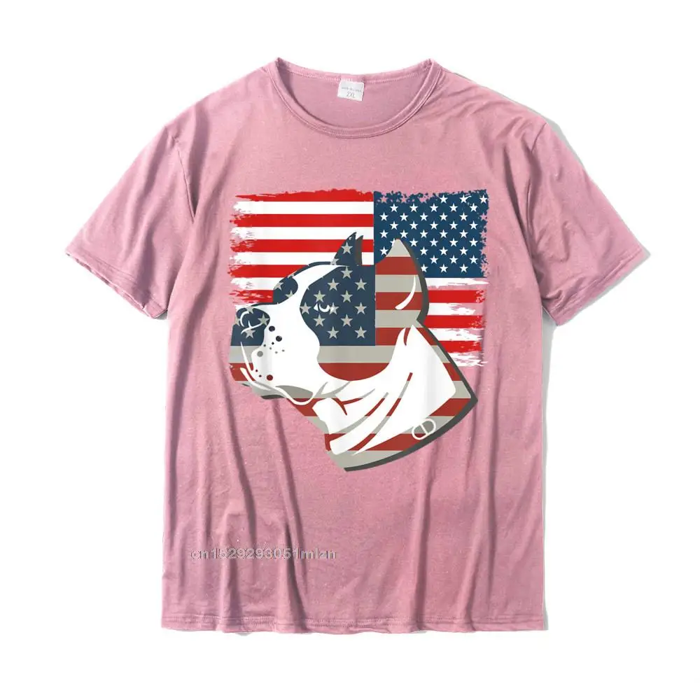 Fitness Tight Funny Normal Tops Shirts Round Neck Summer/Autumn 100% Cotton Short Sleeve Top T-shirts for Men Design T-shirts PITBULL Flag Shirt Patriotic American Flag Dog T Shirt__4980 pink
