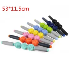 Гимнастический тренажер для мышц, йоги, массажная роликовая палочка для тела, инструмент для расслабления мышц, роликовые палочки для мышц с 3 точечными шипами