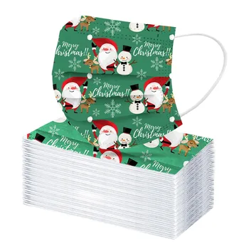 

Christmas Print Face Cover Disposable Unisex Mouth Masks Soft Elastic Earloop Mascarillas 3-layer Non-woven Masks Mondmasker