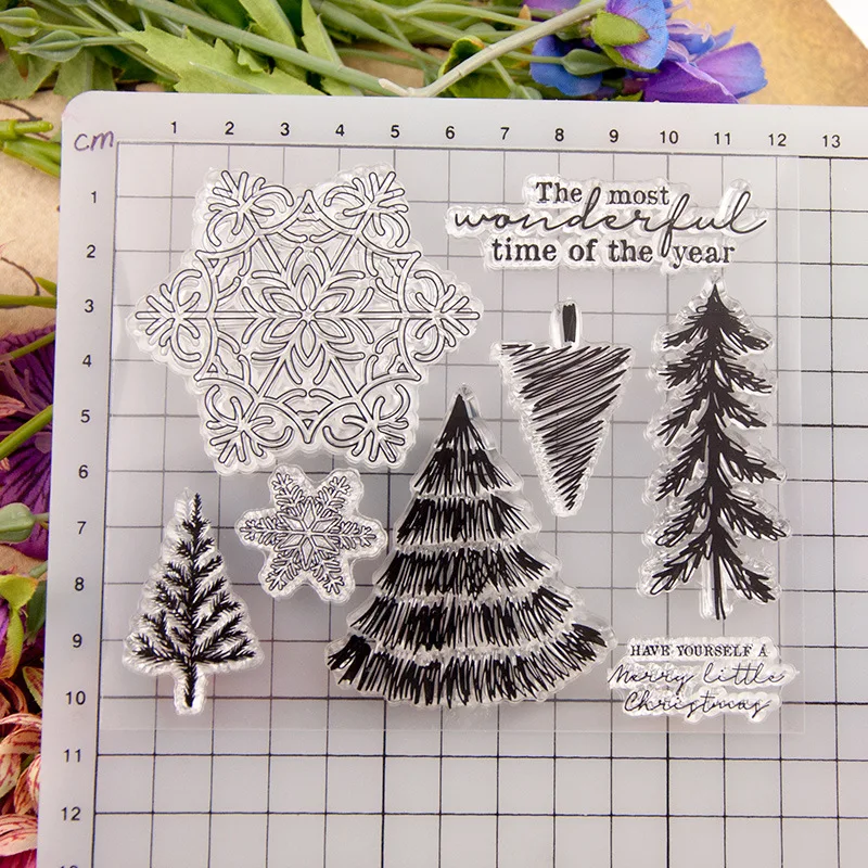 Christmas Clear Stamps for DIY Scrapbooking Card Snowflake Trees Transparent Stamps Making Album paper Craft Decor New Stamps