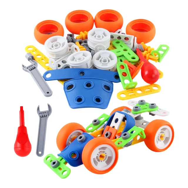 Children's Stacking Puzzle Toy Engineering Car Large Particle Building Block Disassembly Assembly Diy Manual Assembly Toy Kind 1