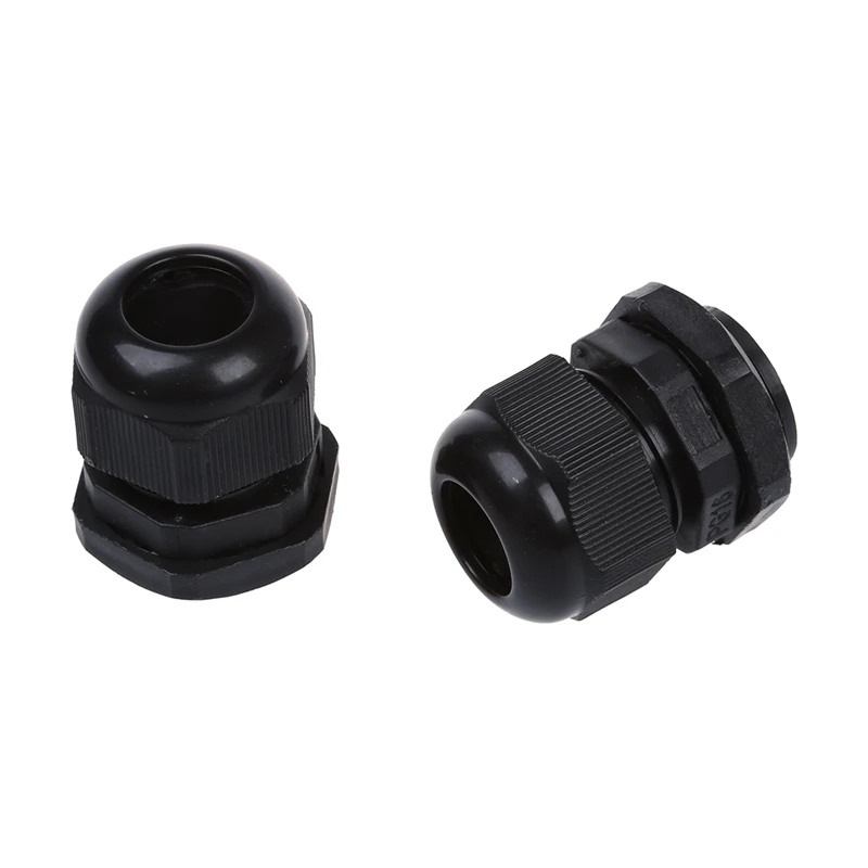 20 Pcs PG16 Black Plastic Glands Connectors for 10mm to 14mm Cable