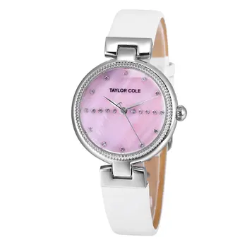 

Taylor Cole New Design Women Watches Silver Crystal Case Watches Blue Leather Strap zegarki damskie Elegant Quartz Watch / TC114