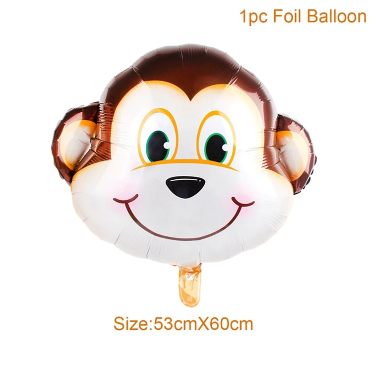 Monkey foil balloon HUIRAN джунгли принадлежности для животных Посуда С Днем Рождения Декор дети Джунгли Тема вечерние для вечеринки в стиле сафари декор для мальчиков - Цвет: Monkey foil balloon