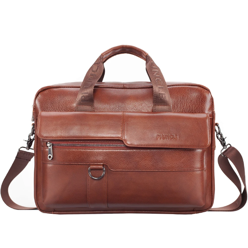 Men Leather Bag High Quality Business Briefcase Fashion Brand Leather Laptop Bags Male Shoulder Computer Bags Leather Briefcases