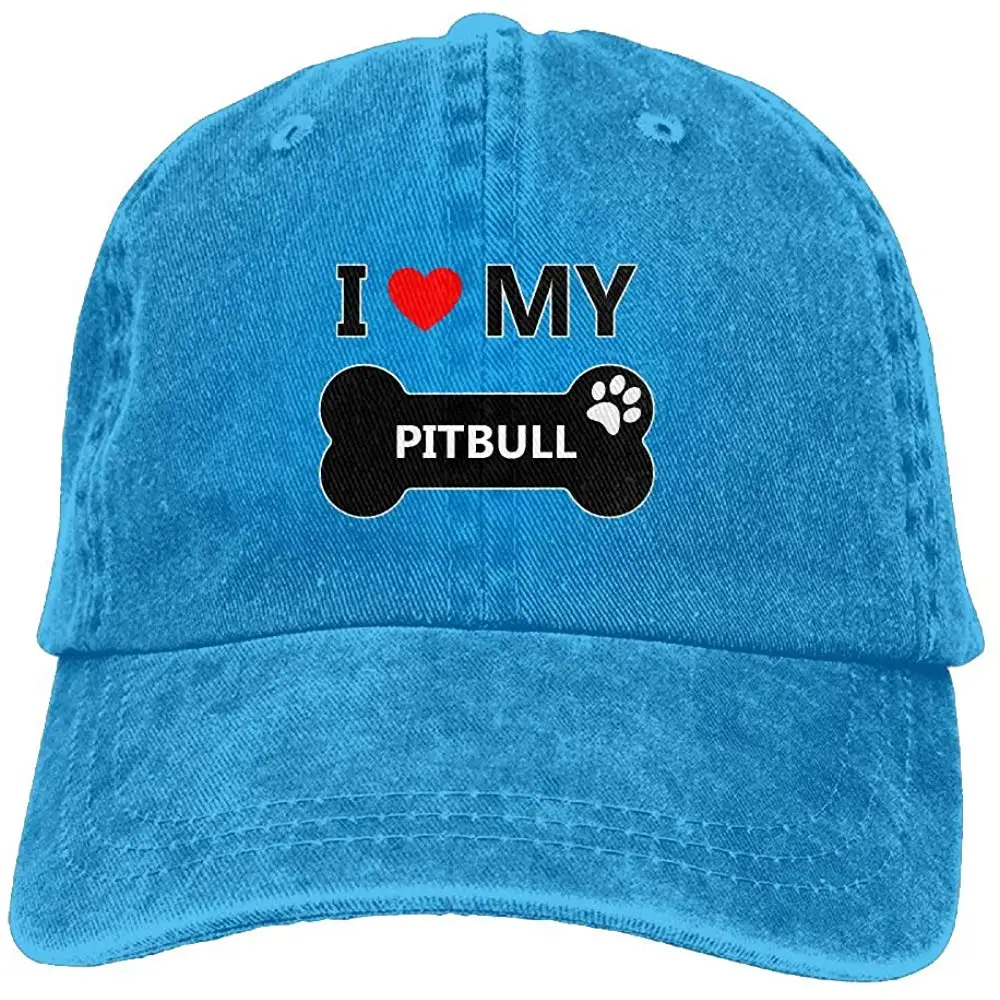 Регулируемая джинсовая хлопковая бейсболка с надписью «I Love My Pitbull» для взрослых