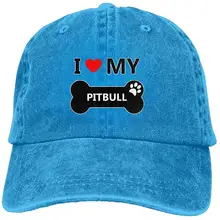Регулируемая джинсовая хлопковая бейсболка с надписью «I Love My Pitbull» для взрослых