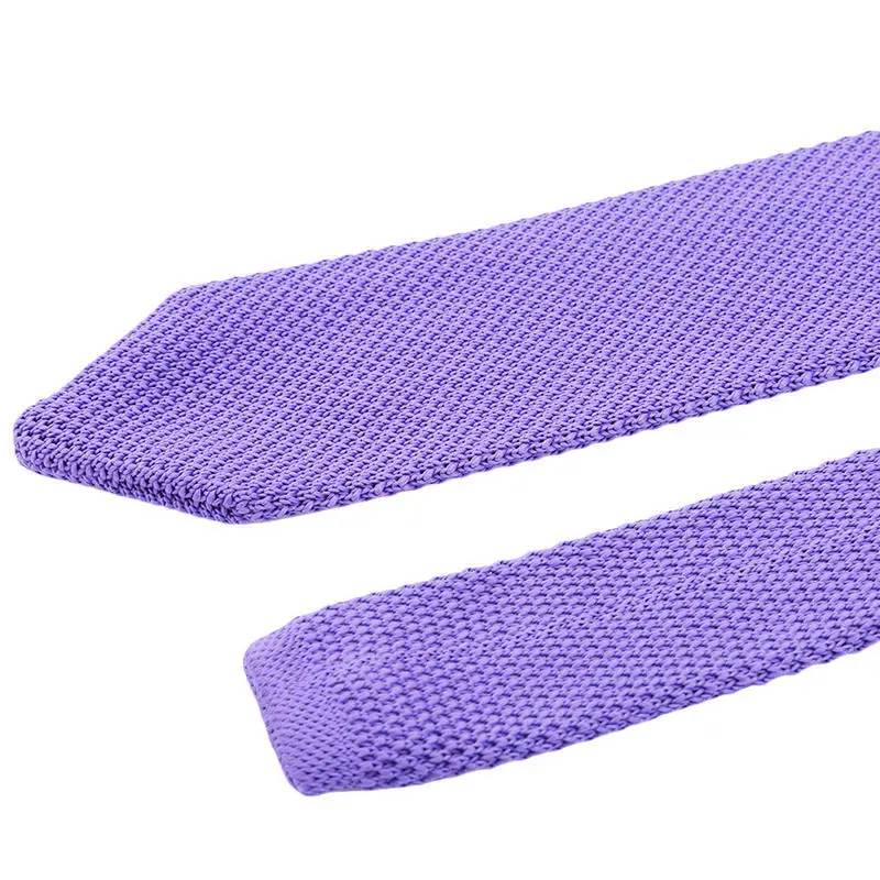Purple Модные Для Мужчин's красочные галстуком-бабочкой вязаные трикотажные галстуки однотонные Цвет узкие штаны, тонкие, обтягивающие, сплетенная равнина Cravate узкий галстук - Цвет: Purple