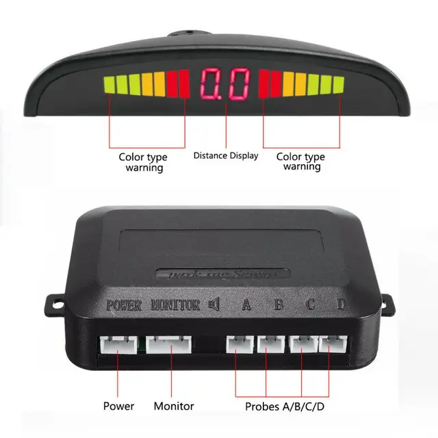 Sensor de aparcamiento para coche, 4 sensores de aparcamiento con pantalla  LED, Sistema Inteligente automático Parktronic - AliExpress