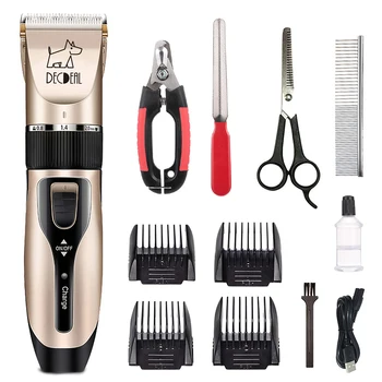 

decdeal Pets Dog Cat Electric Clipper Dog Grooming Kit Dog Trimmer for Small Dogs Cats USB Rechargeable Low Noise Powerful Motor