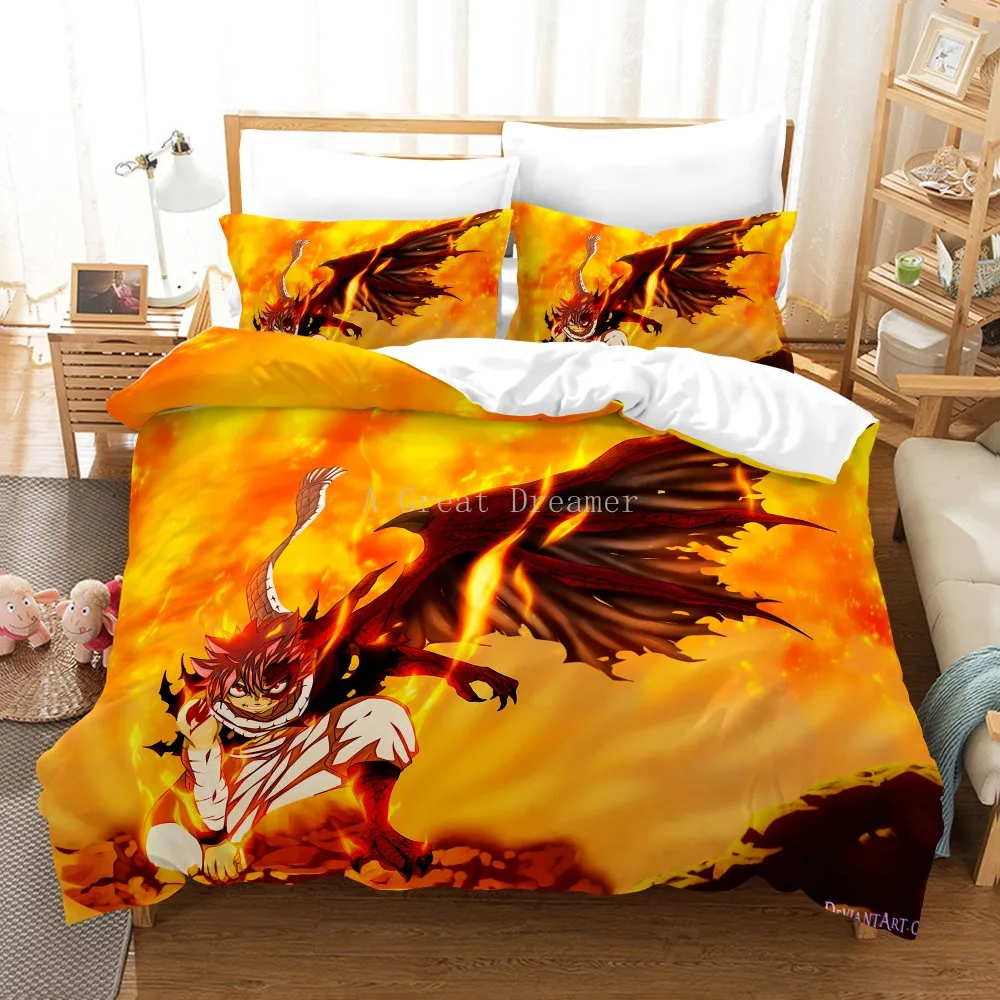 New Anime Fairy Tail Comforter Bedding Set Duvet Covers Pillowcases Bed Set Cartoon De Bedclothes For Kids Bed Linen 