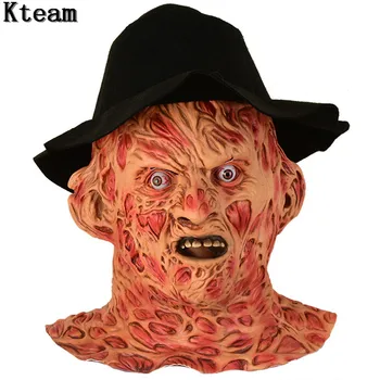 

Realistic Adult Party Costume Horror Mask Deluxe Freddy Krueger Mask Scary Dance Carnival Cosplay Zombie Mask with hat fancy