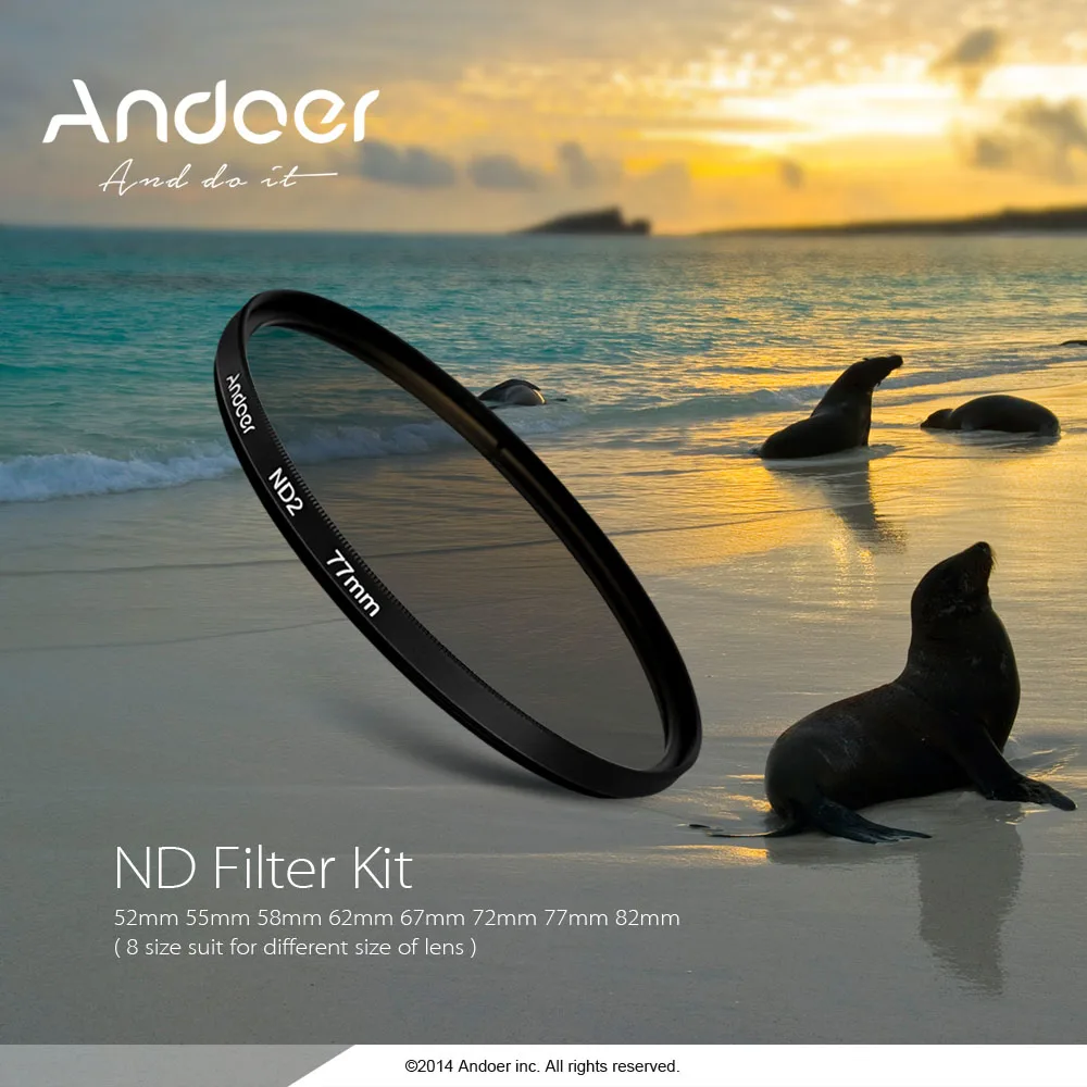 Набор фильтров Andoer 77 мм для фотосъемки с нейтральной плотностью (ND2 ND4 ND8) Nikon Canon Sony