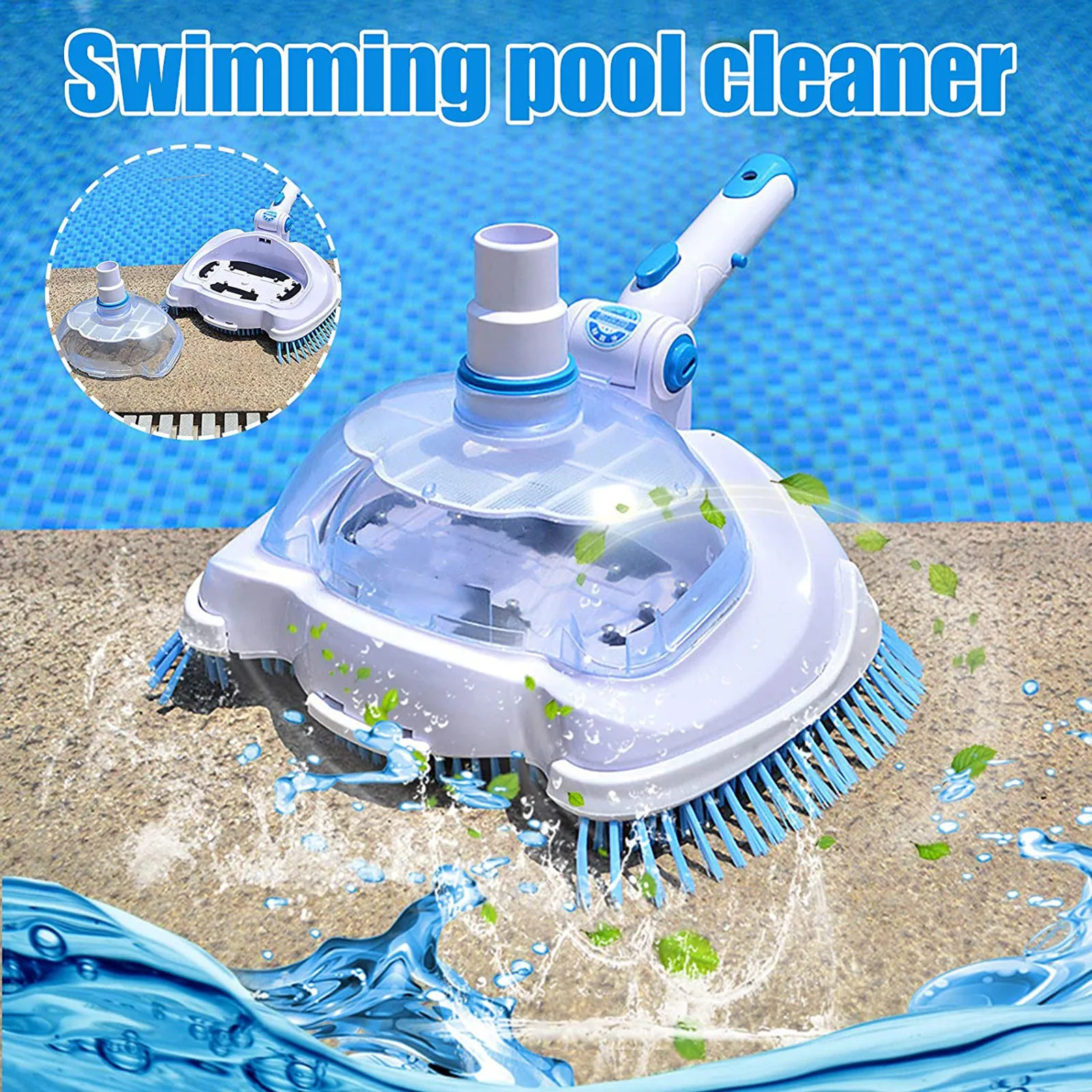 Pool leaf vacuum suction head 