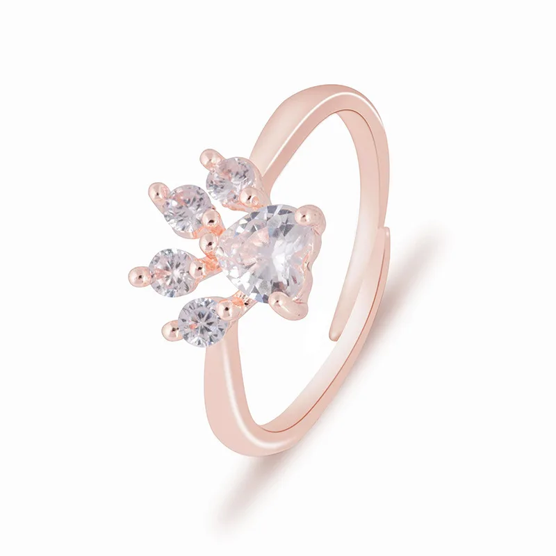 

White Cubic Zircon Cat Adjustable Ring Ladies Lover Wedding Party Jewelry Finger Rings for Women Valentine's Day Gift Jewelry