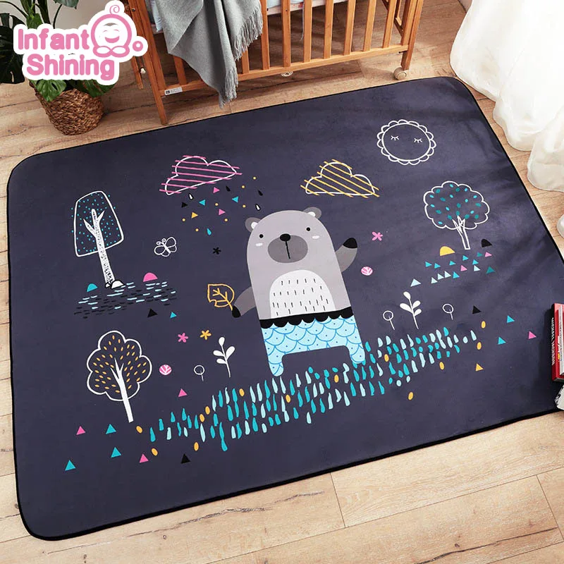  Infant Shining Baby Play Mat Children Puzzle Cartoon Carpet Suede Large Rugs Living Room Mat Childr