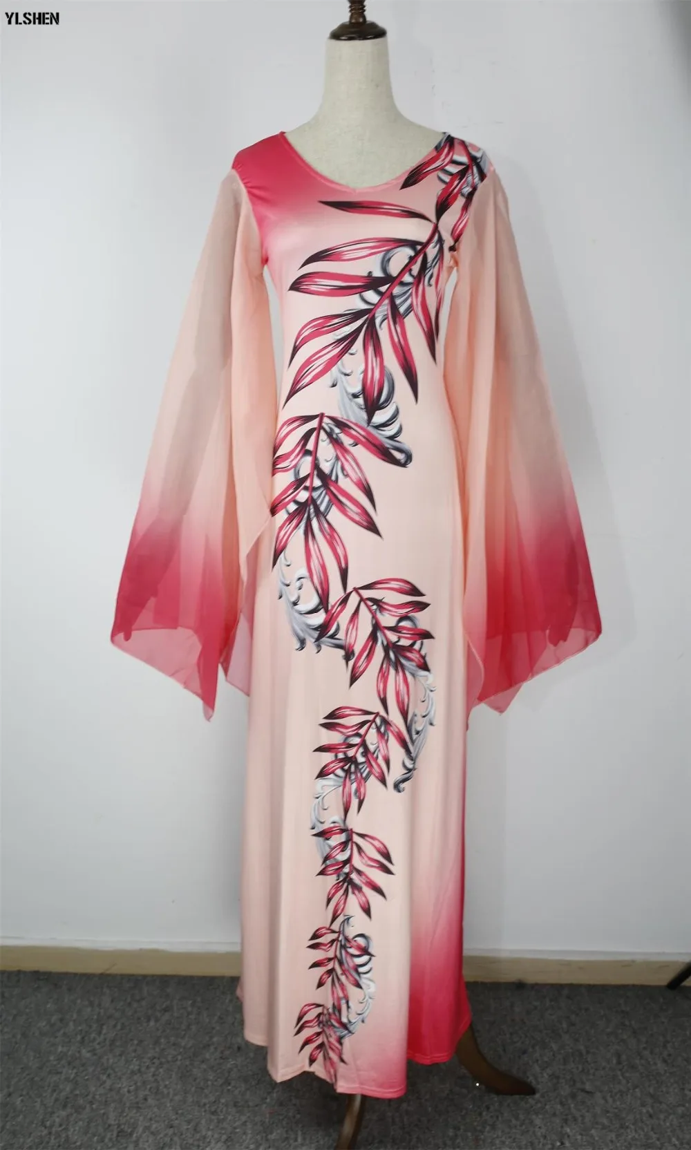 New African Dresses for Women Dashiki Print African Clothes Bazin Riche Sexy Slim Ruffle Sleeve Long Africa Maxi Dress Woman 10
