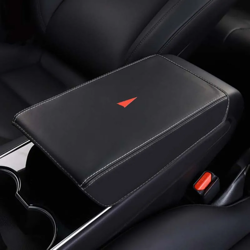 

Interior Accessories for Tesla model 3 model3 front console driver armrest pedal box leather cover decorative frame sticker
