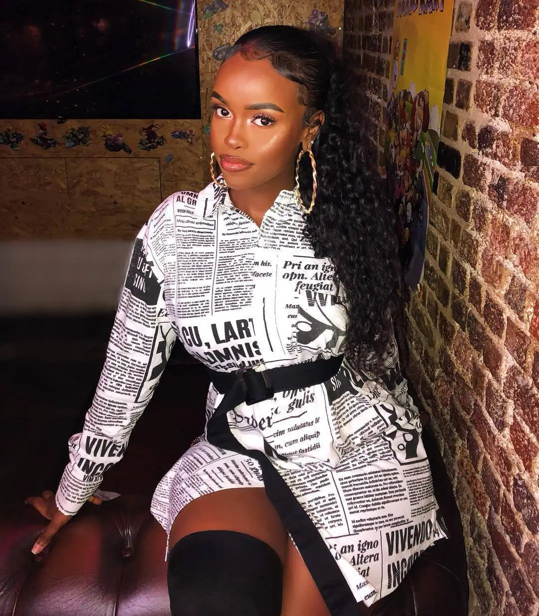 Newspaper Letter Printed Shirt Long Sleeve Turn Down Collar Button Long tops Women Casual Shirts Autumn Clothing For Female