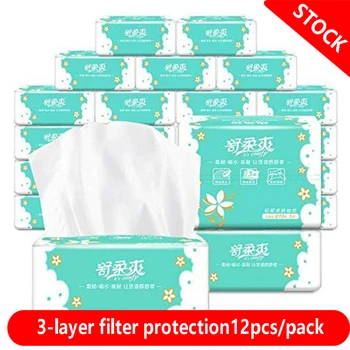

New12PC Nature Wood Pulp Tissue Household Kitchen Comfortable Soft Bathroom Toilet Paper No Fragrance Hotel Home Toilet Tissue