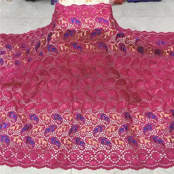 

African bazin riche fabric with brode Latest fashion embroidery bazin lace fabric with net lace 5 yards HZ060503